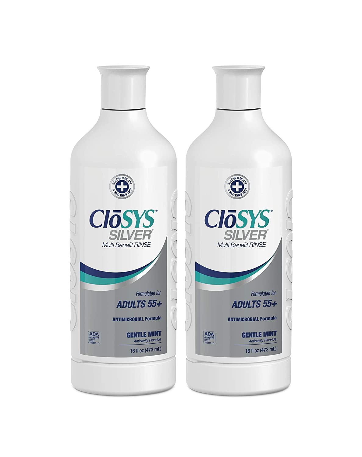 CloSYS Silver Fluoride Mouthwash, 16 Ounce (Pack of 2), Gentle Mint
