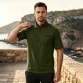 thumbnail image 6 of Men's Solid Short Sleeve Stand Collar Half Zip Outdoor Casual Sports Top Shirt Moisture Wicking Quick Dry UPF 50 Sun Protection Breathable Travel Gym Hiking Polo | JASKFLY,Army Green L, 6 of 7