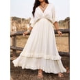 thumbnail image 4 of Apricot Plus Size Casual Vacation Tie Front Maxi Dress With Ruffles, Spring Summer, 4 of 7