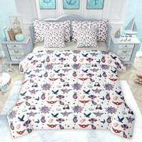 jejeloiu American Flag Eagle 7-Piece Twin Bedding Sets,Golf Ball Sport Bedding Comforter Set,Red Blue White Sheet Sets For Boys Kids,Microfiber Bedroom Decor Reversible