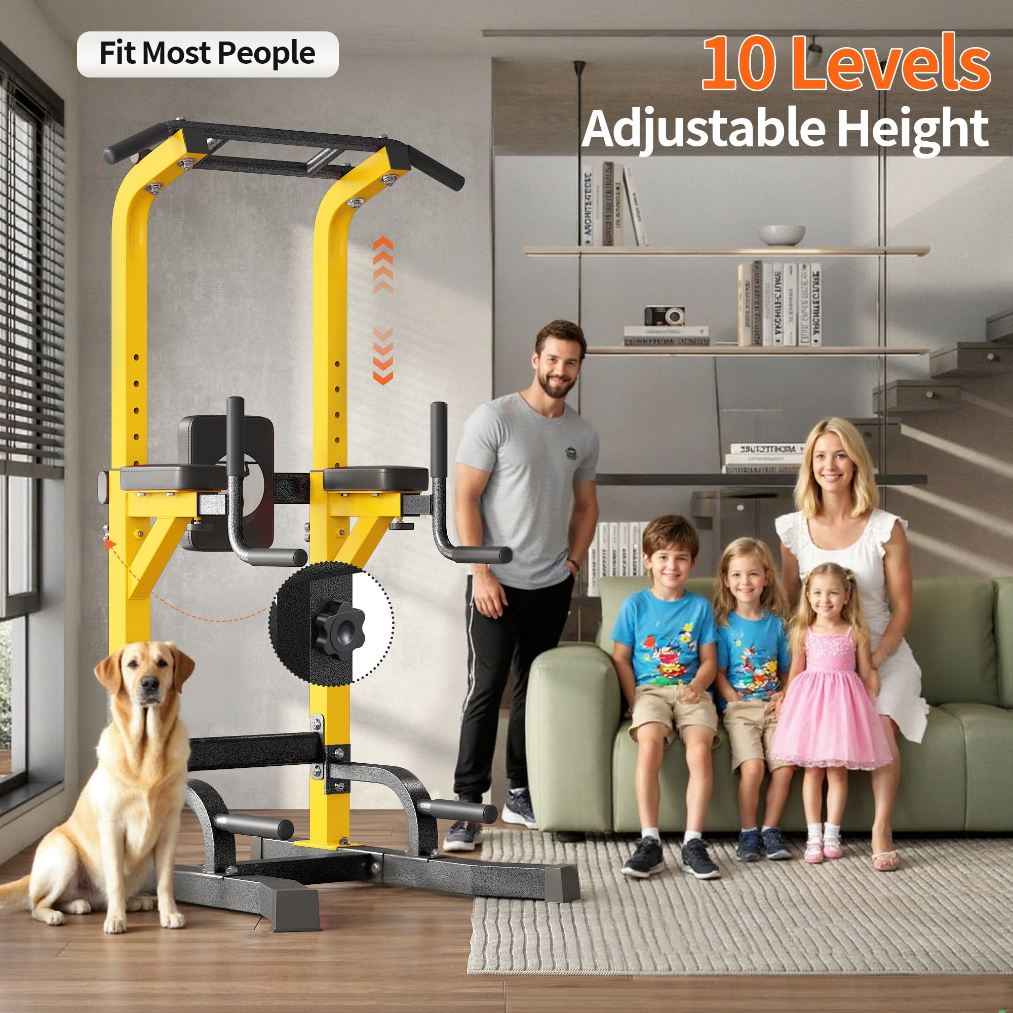 SogesPower Power Tower Dip Station Pull up Bar Stand with Adjustable Height, Multifuctional Training Equipment for Home Gym
