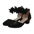 thumbnail image 3 of IUJSOY Girls Dress Shoes Closed Toe Chunky Heels Flower Ankle Strap Wedding Party Princess Shoes, 3 of 9