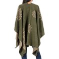 thumbnail image 4 of Sakkas Lupe Womens Reversible Poncho Wrap Cape Shawl Sweater Coat Cardigan Pattern - Sunflower Brown - One Size Regular, 4 of 7