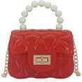 thumbnail image 1 of Mini Sac à Main en Gelée avec Rabat et Poignée Supérieure en Perles Sac Bandoulière Matelassé - Rouge, 1 of 2