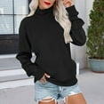 thumbnail image 3 of VISALY Pullover Sweatshirt for Womens Oversized Sweatshirt Fleece Turtleneck Sweatshirt with Pocket Long Sleeve Shirts Plus Size Pullover Cute Tunic Tops Hoodless Sweatshirt Black L, 3 of 6