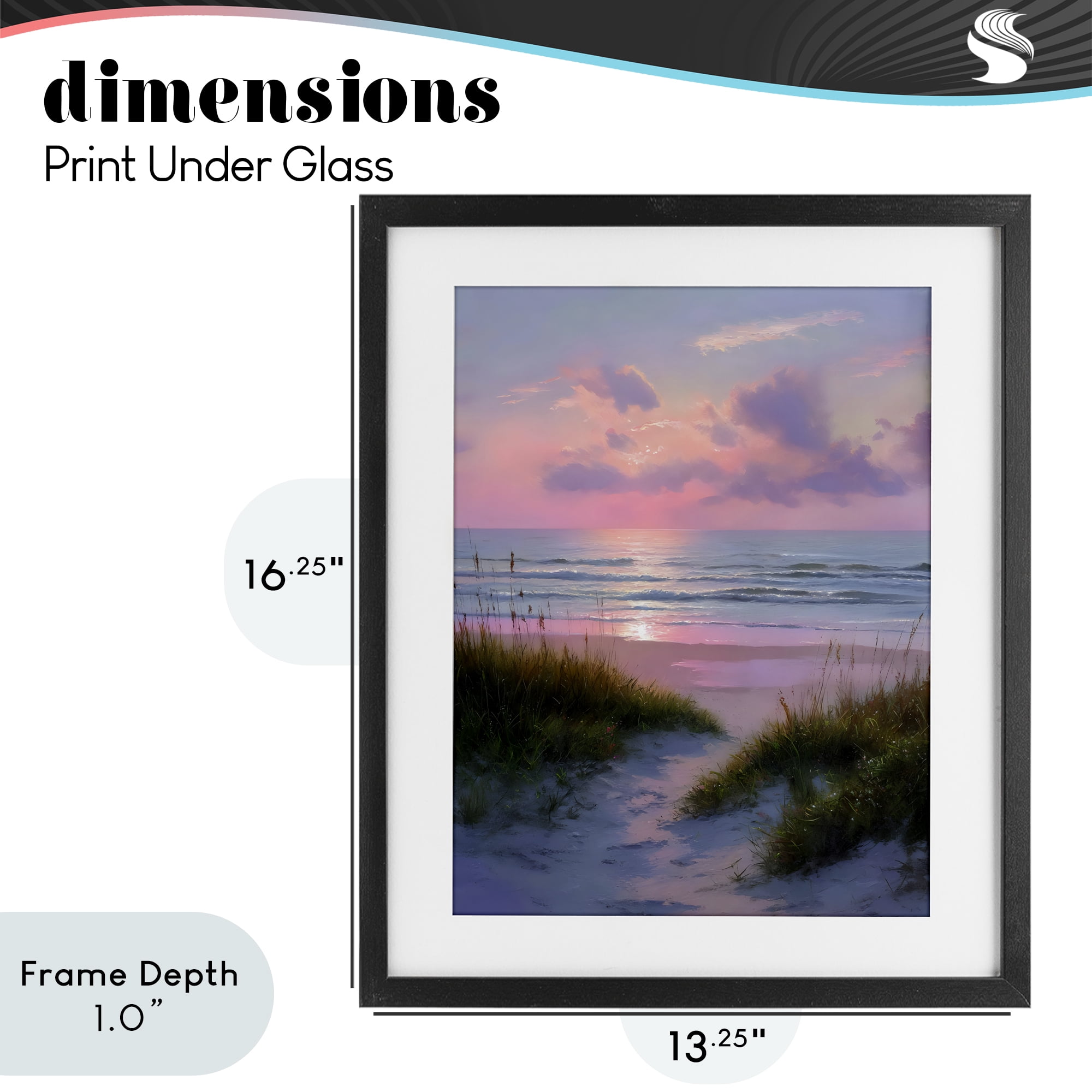 Stupell Industries Romantic Beach Sunset in Pink Black Framed Print Under Glass, design by Franklyn Gregory