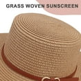 thumbnail image 3 of 56-58 cm circunferencia del sombrero sombrero de paja superior plano sombrilla de verano para mujer sombrero con hebilla de cinturón sombrero para sol de playa, 3 of 5