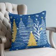 thumbnail image 4 of Pillow Covers 18x18 Set of 2, Blue Christmas Tree Throw Pillow Covers Decorative Couch Cushion Cover, Blue Golden Xmas Tree Snowflake Winter Microfiber Soft Pillowcases for Bedroom Living Room Sofa, 4 of 9