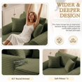thumbnail image 4 of 65" Oversized Indoor Cloud Couch Chair, Boneless Wide Armrest Chaise with 3 Pillows, Comfy Corduroy Sofa Bed, Green, 4 of 7