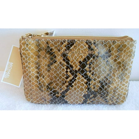 Michael Kors Bedford Leather Gusset Crossbody Purse Bag Sand Snake