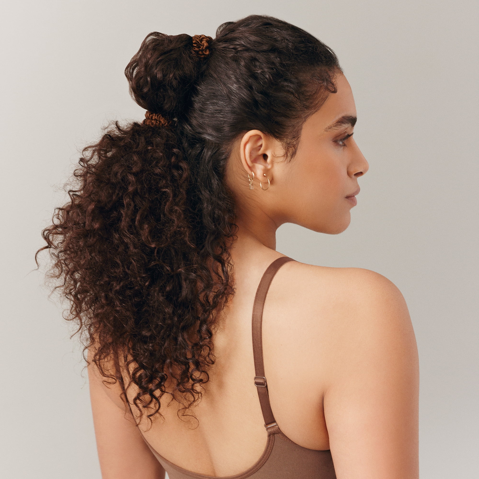 slip pure silk back to basics skinny scrunchies - dark brown