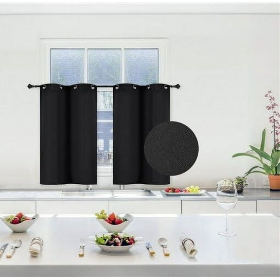 2PC Kitchen Grommet Thermal Blackout Window Tier Short Curtain Panel 30"x36" K30