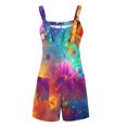 thumbnail image 4 of Lovskoo 2024 Women's Summer Casual Sleeveless Floral Printed Rompers Loose Spaghetti Strap Shorts Overalls Jumpsuit with Pockets Multicolor L, 4 of 5
