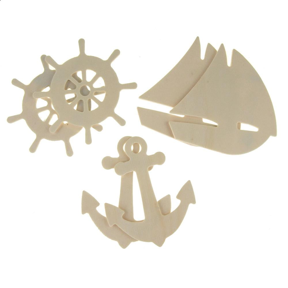 Nautical Shapes Wooden Cut-Outs, Ivory, 4-Inch, 6-Count - Walmart.com