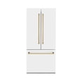 thumbnail image 3 of ZLINE 36" Autograph Edition 19.6 cu. ft. Built-in 3-Door French Door Refrigerator with Internal Water and Ice Dispenser in White Matte with Gold Accents, 3 of 5