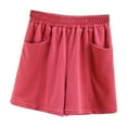 thumbnail image 1 of FNFYFH Clearance Womens Exercise Loose Fit Solid Color Summer Sport Shorts Quick Dry Running Shorts，Watermelon Red, 1 of 4