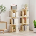 thumbnail image 2 of Costway 2 PCS 3-Tier Rotating Bookshelf 360° Display Rack Dividers & Anti-falling Baffles Natural, 2 of 10