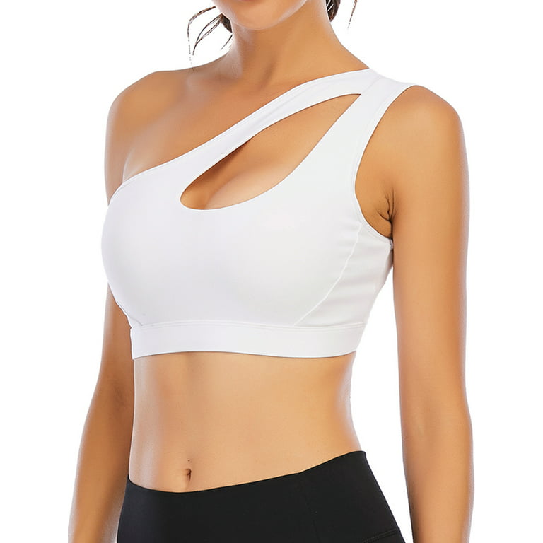 FUTATA Cute Sports Bras For Women Padded High Impact One-Shoulder Sports  Bras Wirefree Workout Gym Running Yoga Bras Activewear Tank Tops