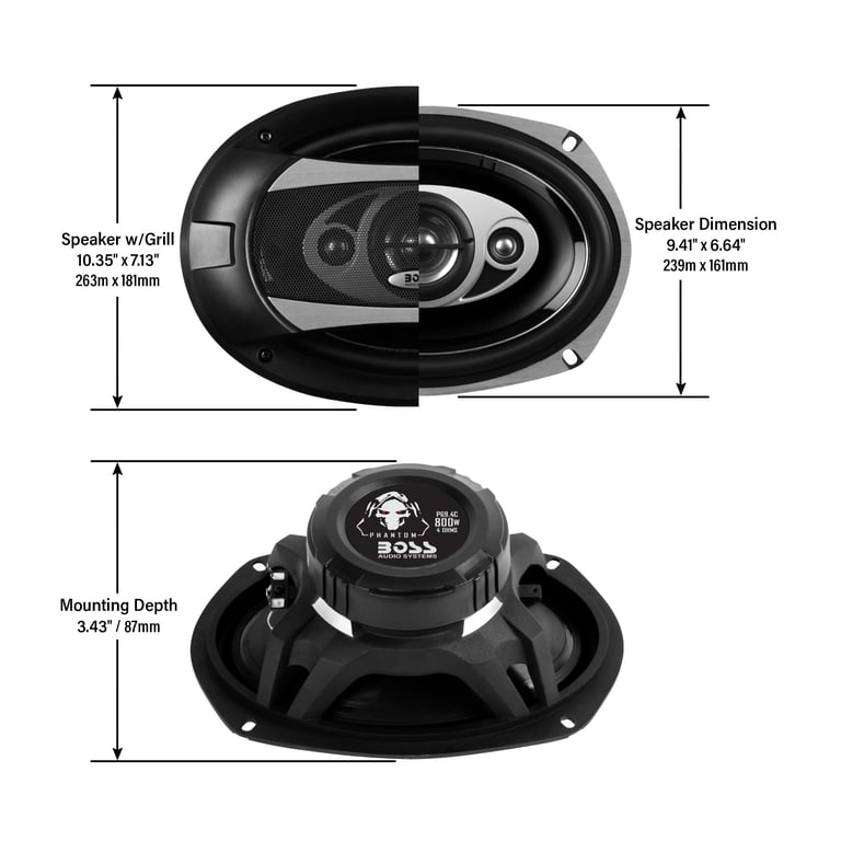 BOSS Audio Systems P69.4C 6” x 9” Car Speakers, 800 Watts, Full
