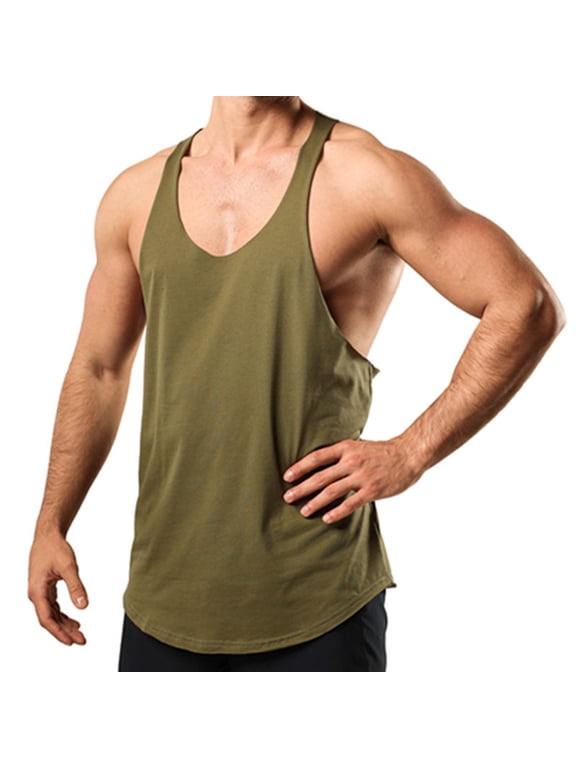 Men's Y-Back Workout Tank Tops Athletic Muscle Gym Tank Top Summer Fitness Bodybuilding Stringer Sleeveless T-Shirts