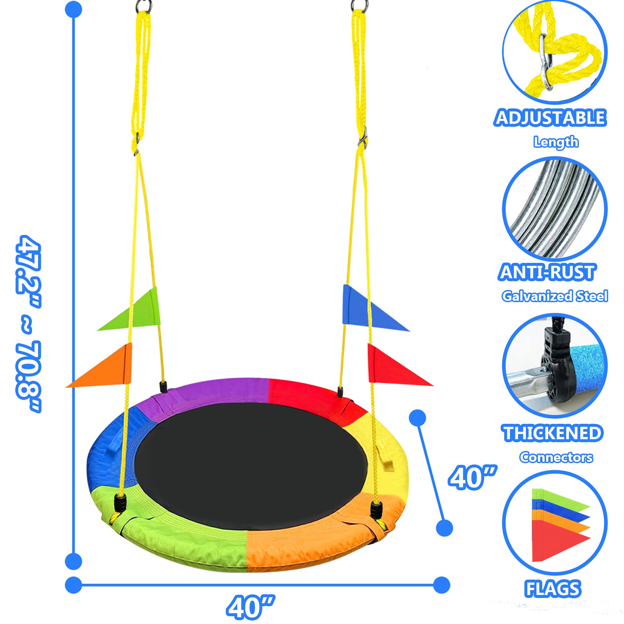 GVDV 40-Inch Saucer Swing with Steel Frame photo 8