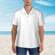 thumbnail image 2 of Fotbe White Camisa Hawaiana para Hombre Unisex – Camisa Casual de Verano con Botones de Manga Corta de Algodón y Lino,Medium, 2 of 7