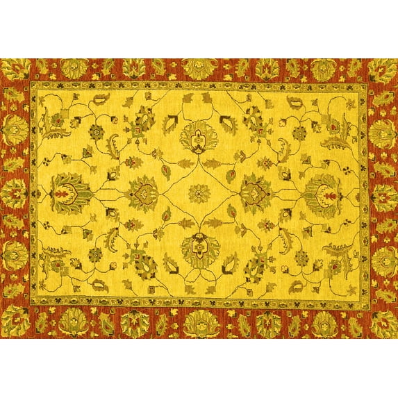 Ahgly Company Indoor Rectangle Abstract Yellow Modern Area Rugs, 3' x 5'