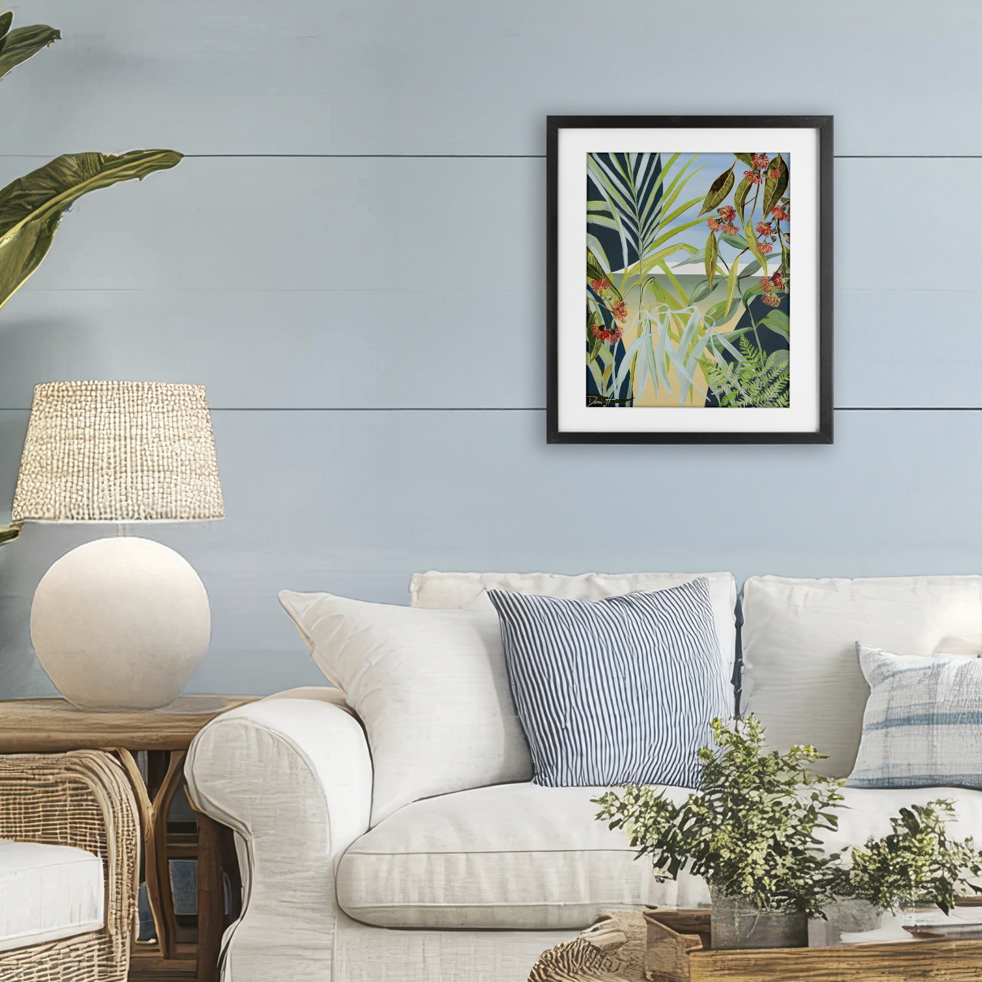 Stupell Industries Coastal Morning Leaves Black Framed Print Under Glass, design by Dani Heyward