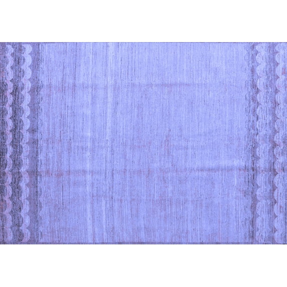 Ahgly Company Machine Washable Indoor Rectangle Solid Blue Modern Area Rugs, 8' x 12'