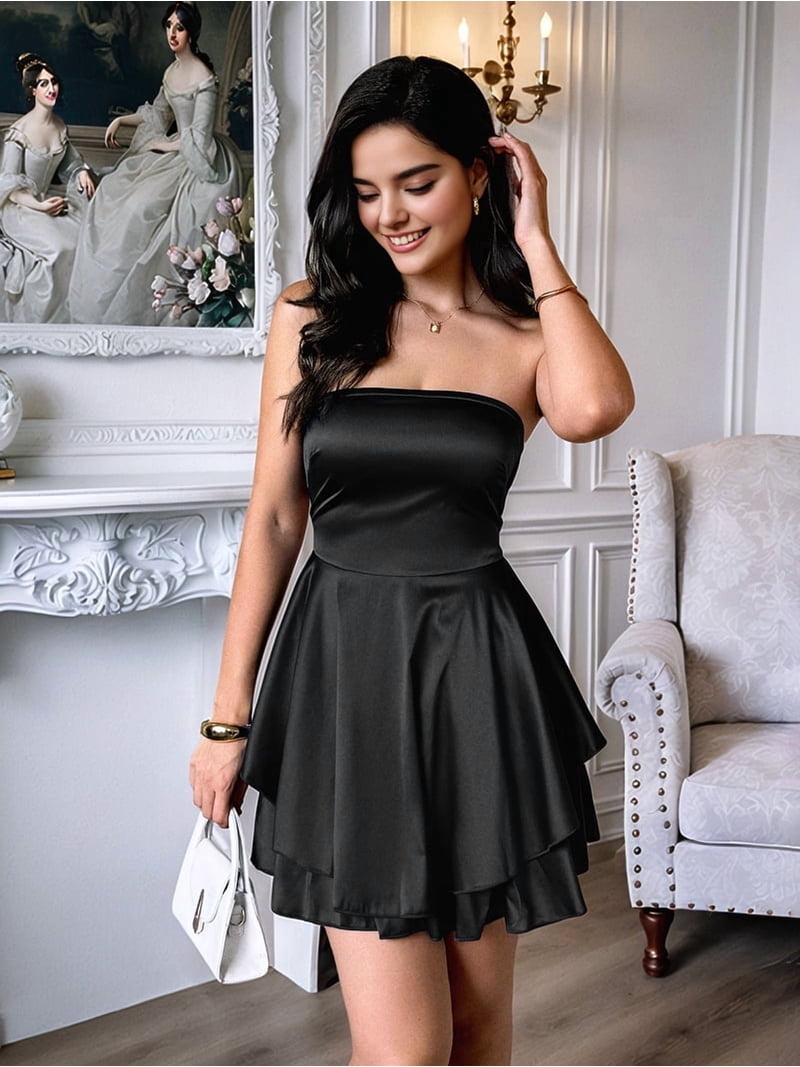 Layered Tube Mini Dress Black / XL