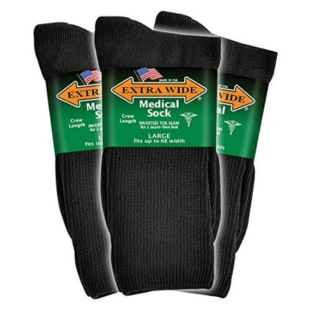 Extra-Wide Medical (Diabetic) Socks for Men (11-16 (up to 6E wide), Black) (pack of