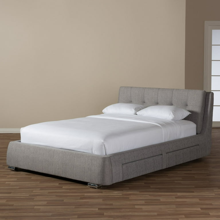 Baxton Studio Camile Modern and Contemporary Grey Fabric Upholstered 4-Drawer King Size Storage Platform Bed Baxton Studio Camile Modern and Contemporary Grey Fabric Upholstered 4-Drawer King Size Storage Platform Bed