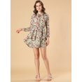 thumbnail image 4 of Unique Bargains Robe en Mousseline à Taille Smockée à Imprimé Floral Vintage pour Femme, 4 of 6