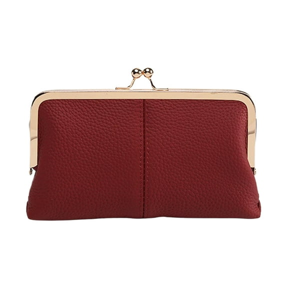 KGOTA Genuine Leather Women Clutch Purse Framed Coin Purse Change Pouch (Red)