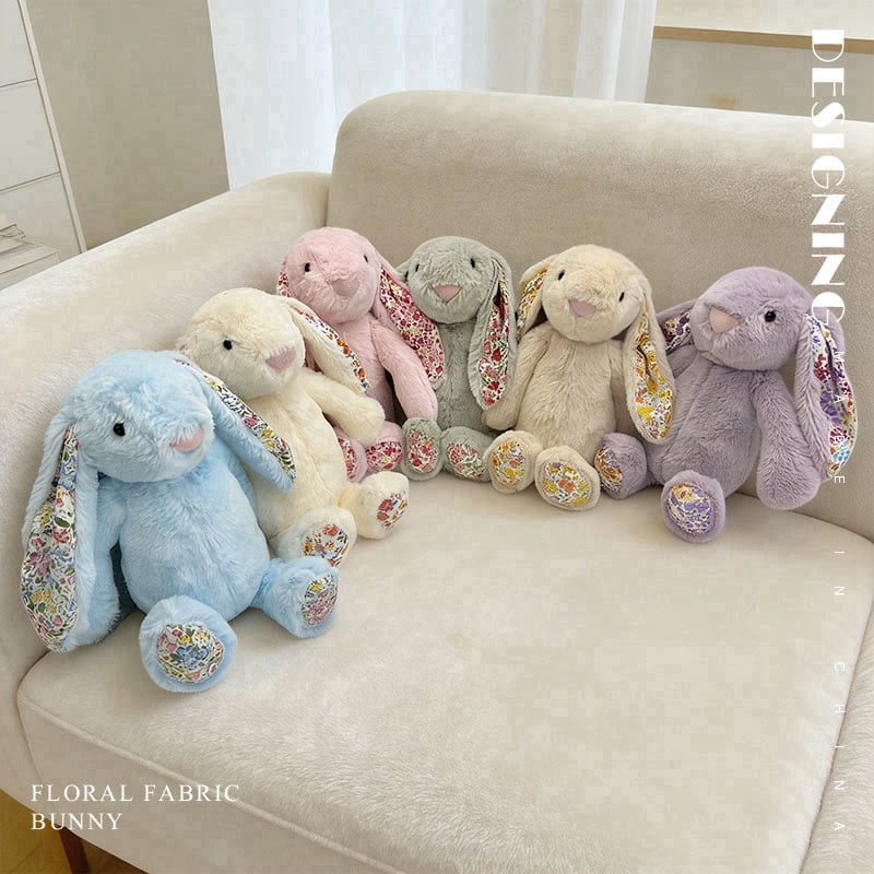 Floral Print Rabbit Plush Toy, Small Size, A Comfort Doll For Your Girlfriend.