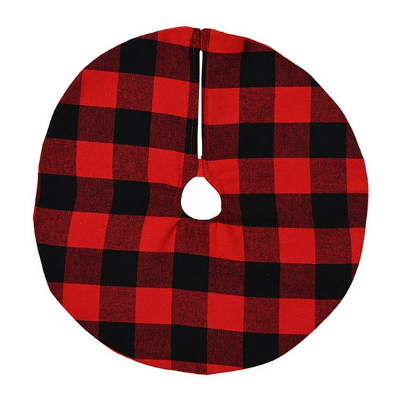 Tkrady Christmas Tree Skirt Red Black Buffalo Plaid Tree Skirt Small 15 inch Cotton Linen Fabric for Fall Farmhouse Thanksgiving Xmas Holiday Check Tree Skirts Decorations