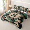 thumbnail image 3 of meiyoeat Camo Letter K Quilt King for Boys, Vintage Camouflage King Coverlet Set for Women, Green, 3 Pieces, 3 of 7