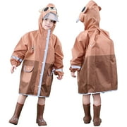 Toddler Rain Jacket, Breathable 3D Cartoon Dinosaur Rainwear Waterproof Hooded Rain Coat Poncho for Boys and Girls