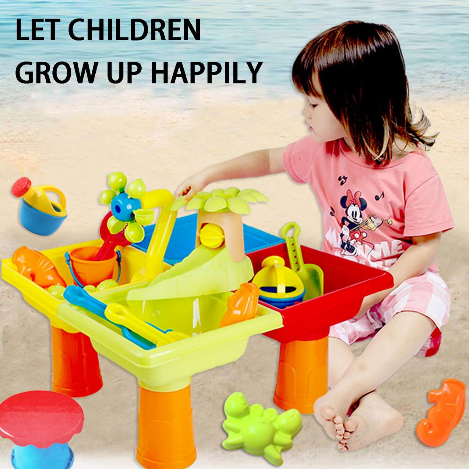 Facibom Sand and Water Table Set with Lid Cover Beach Toys Outdoor Garden Sandbox Kit Kids Summer Beach for Toddlers Kids 