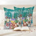 thumbnail image 3 of Spring Flowers Outdoor Waterproof Pillow Covers, Farmhouse Watercolor Teal Wood Grain Decorative Square Throw Pillowcase Sofa Cushion Sham for Patio/Couch/Chair, 26"x26" 2 Pack, 3 of 8