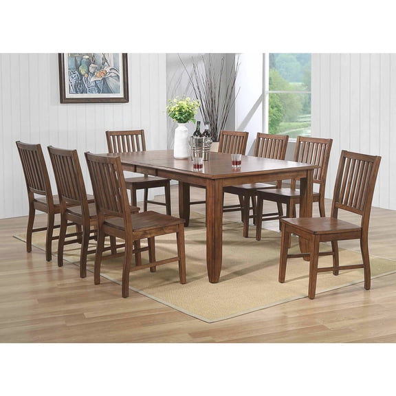 Sunset Trading Simply Brook 9-Piece 72" Extendable Wood Dining Set in Brown