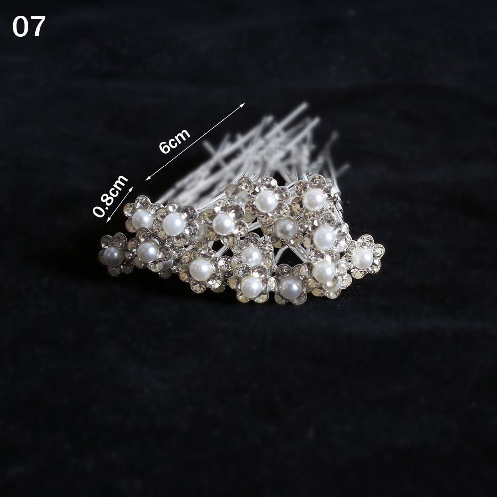 20pcs Rhinestone Hair Pins Forks Crystal Pearl Hairpin Barrettes Hair