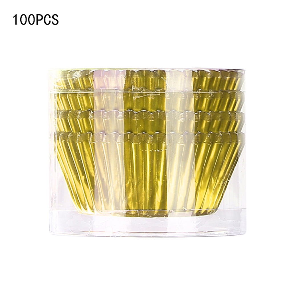 Mini Cupcake Liners, 100pcs Aluminum Foil Baking Cups Disposable Muffin