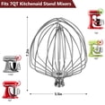 thumbnail image 3 of Stainless Steel Whisk Attachment for Kitchen Aid 7QT Mixer,11-Wire Whip Attachment Compatible with Kitchen aid 7 Quart Bowl,Egg Beater Replacement for Heavy Cream,Dishwasher Safe, 3 of 7