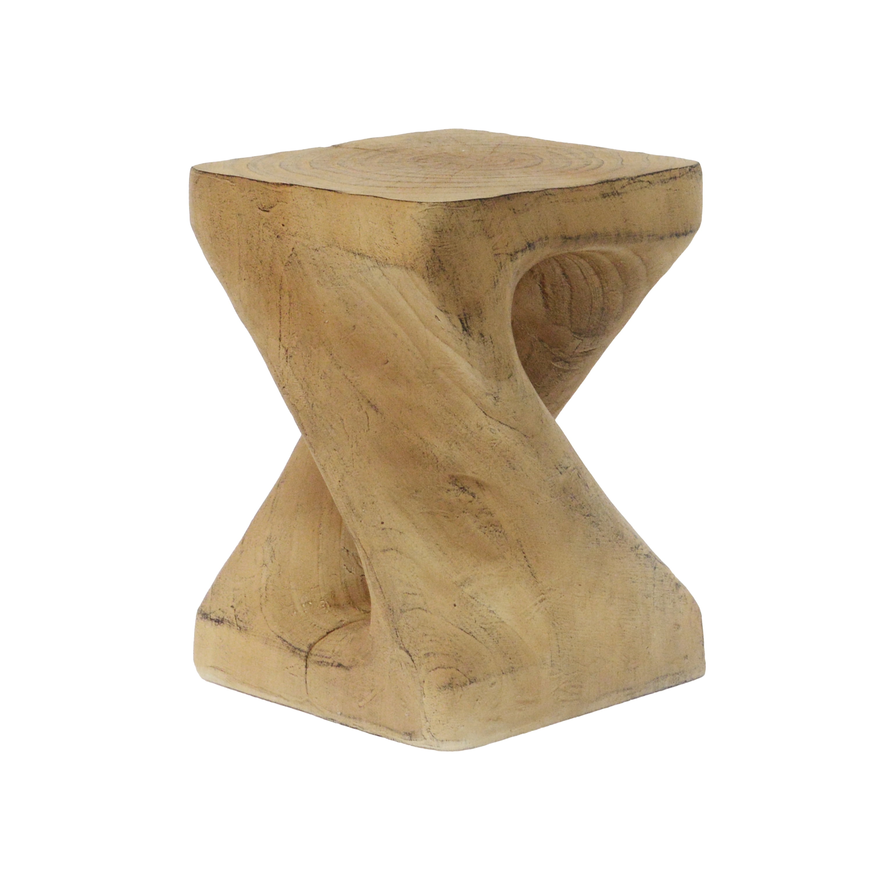 Euroco MGO Twist Shape Side Table, Wood-like texture, Natural Color