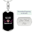 thumbnail image 2 of Girl  Loves Siberian Cat  Stainless Steel or 18k Gold Premium Swivel Dog Tag Keychain, 2 of 16