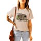 thumbnail image 3 of ABPHQTO Camiseta estampada con estampado de coche de leopardo caqui Sweet Home para mujer, 3 of 5
