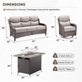 thumbnail image 2 of Giantfurnni Patio Fire Pit Sets 4 Piece Wicker Weatherproof Outdoor Conversation Sets with Sofa and 2 Swivel Gliders, Brown/Beige, 2 of 13