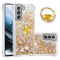 thumbnail image 1 of Funda para Samsung Galaxy S21 FE 5G con Brillo Líquido Flotante, Purpurina, Parachoques y Anillo Giratorio Soporte, 1 of 5