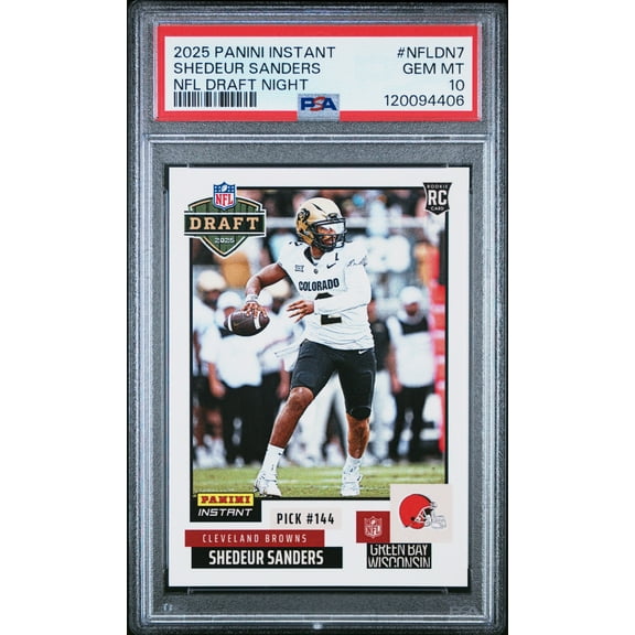 Graded 2025 Panini Instant Shedeur Sanders #NFLDN7 Draft Night Rookie RC Football Card PSA 10 Gem Mint